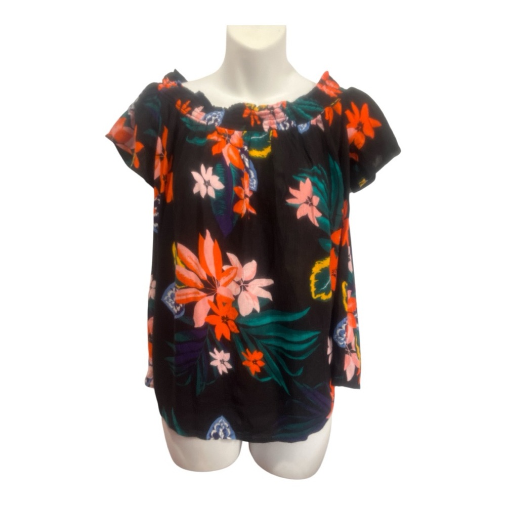 Old Navy tropical Floral Black Top.  Size small